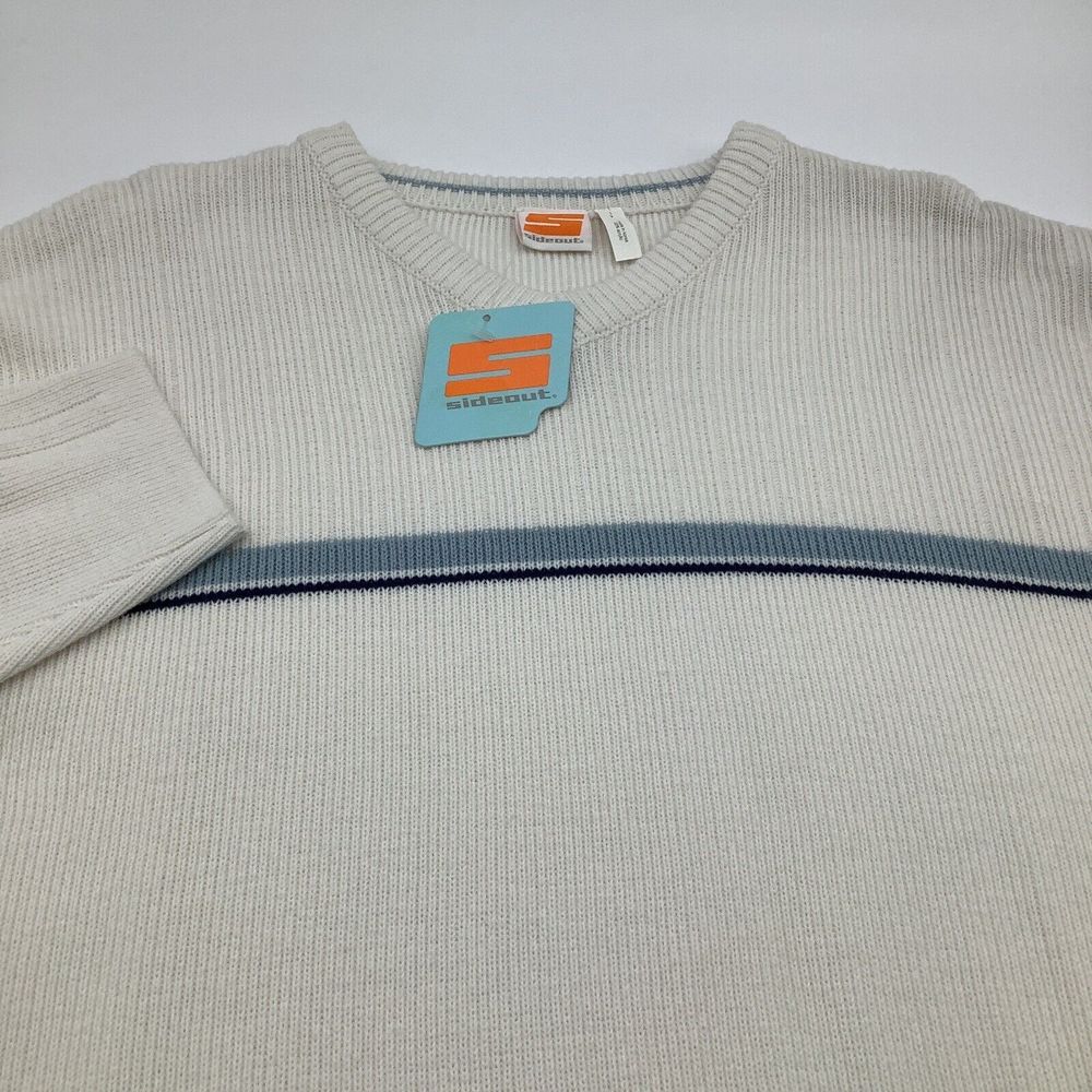 Sideout Mens Long Sleeve V Neck Sweater White Size Large‎ NWT